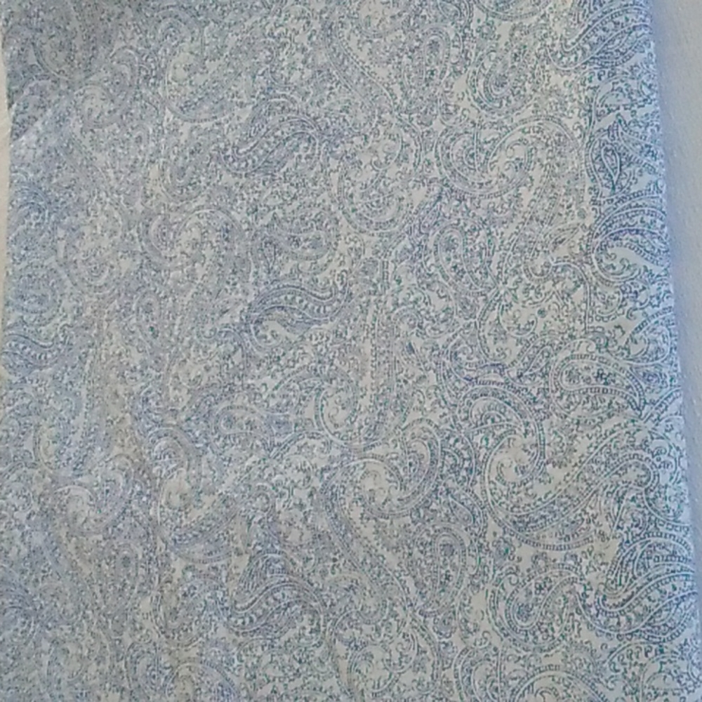 Ralph Lauren Queen Flat Sheet Blue White Paisley Prints 100% cotton